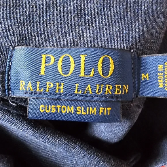 Polo Ralph Lauren Custom Slim-fit cotton piqué Heather Blue Men polo shirt Sz M